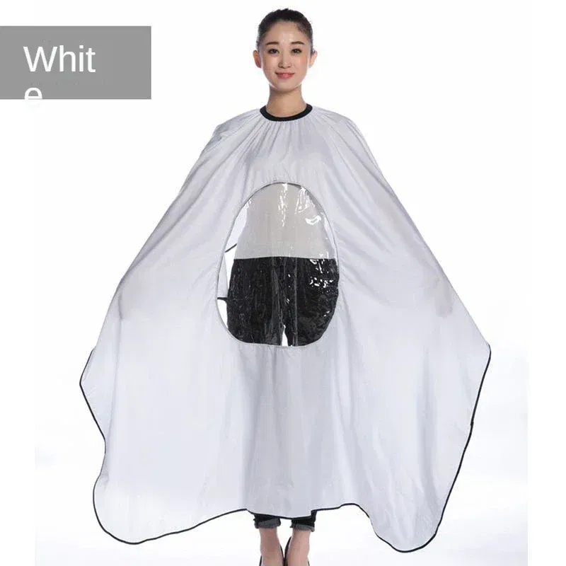Color: WHITE, Ships From: CHINA - Professional Waterproof Styling Salon Barber Hairdresser Hair Cutting Hairdressing Gown Cape with Viewing Window Apron