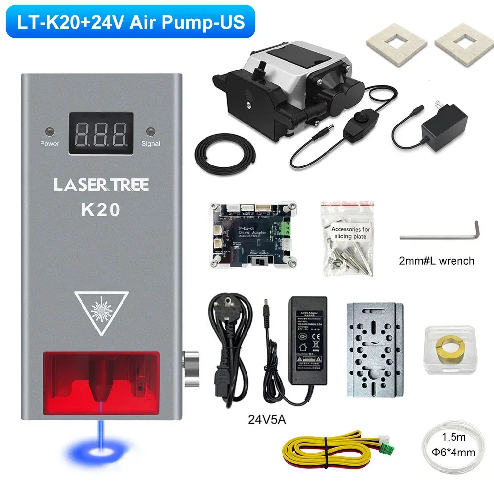 Color: black, Size: XS, Ships From: CHINA - LASER TREE K20 20W Optical Power Laser Head with Air Assist TTL Blue Light Module for Laser Machine Cutting Engraving DIY Tools