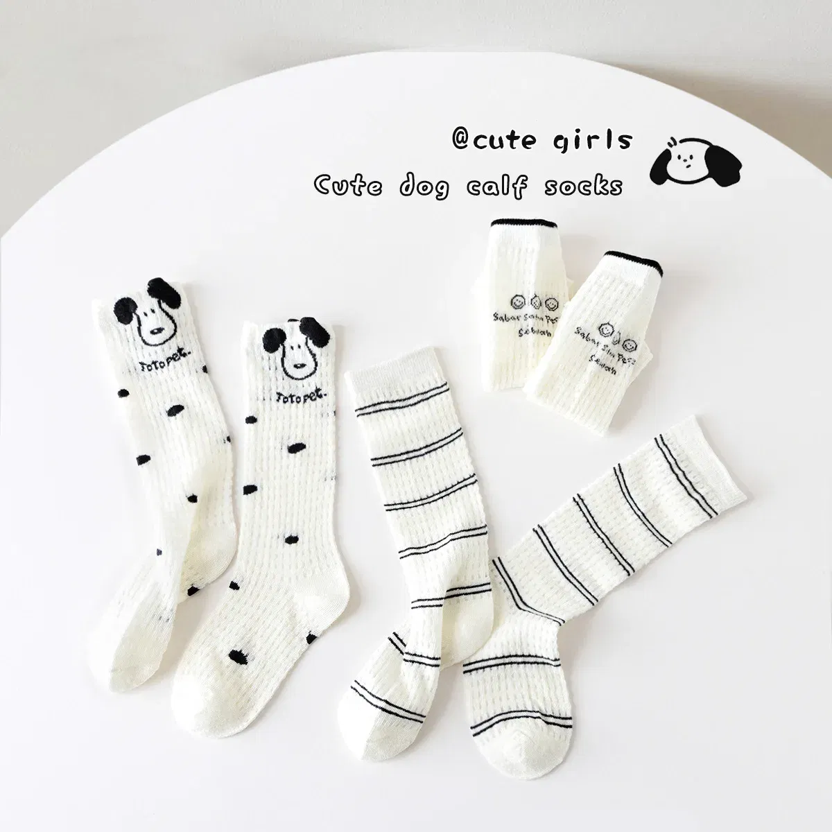 Color: SKY BLUE, Size: 4-6T - 3 Pairs Summer Girls Socks Long Tube Socks Baby Soft Cotton Knee Socks Sweet Flower Pattern
