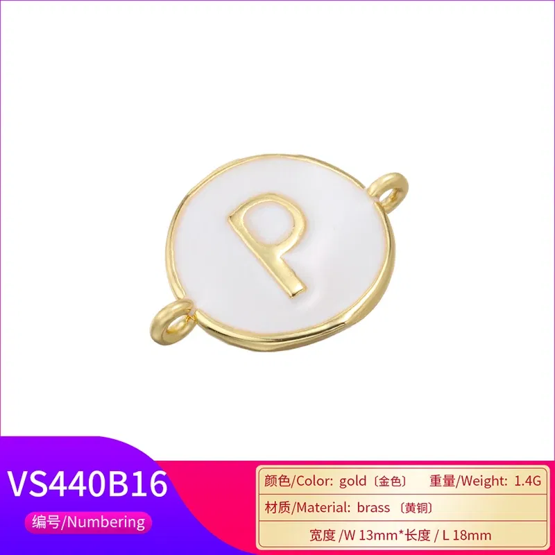 Color: multi - ZHUKOU 13x18mm white brass 26 letters jewelry connector for women bracelet necklace handmade jewelry accessories model: VS440