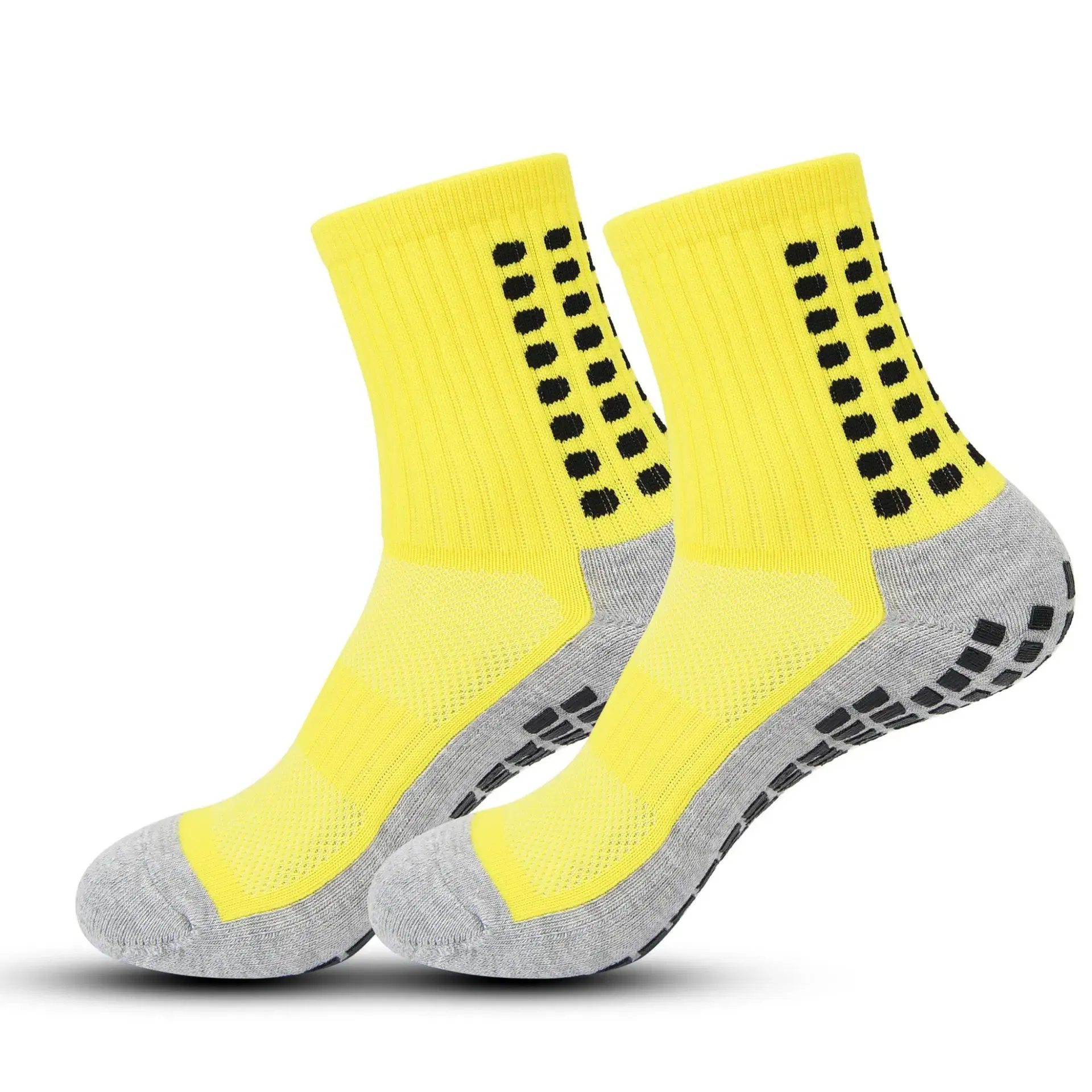 Color: Khaki - Anti-slip Soccer Women Men Outdoor Sport Grip Football Yoga Socks