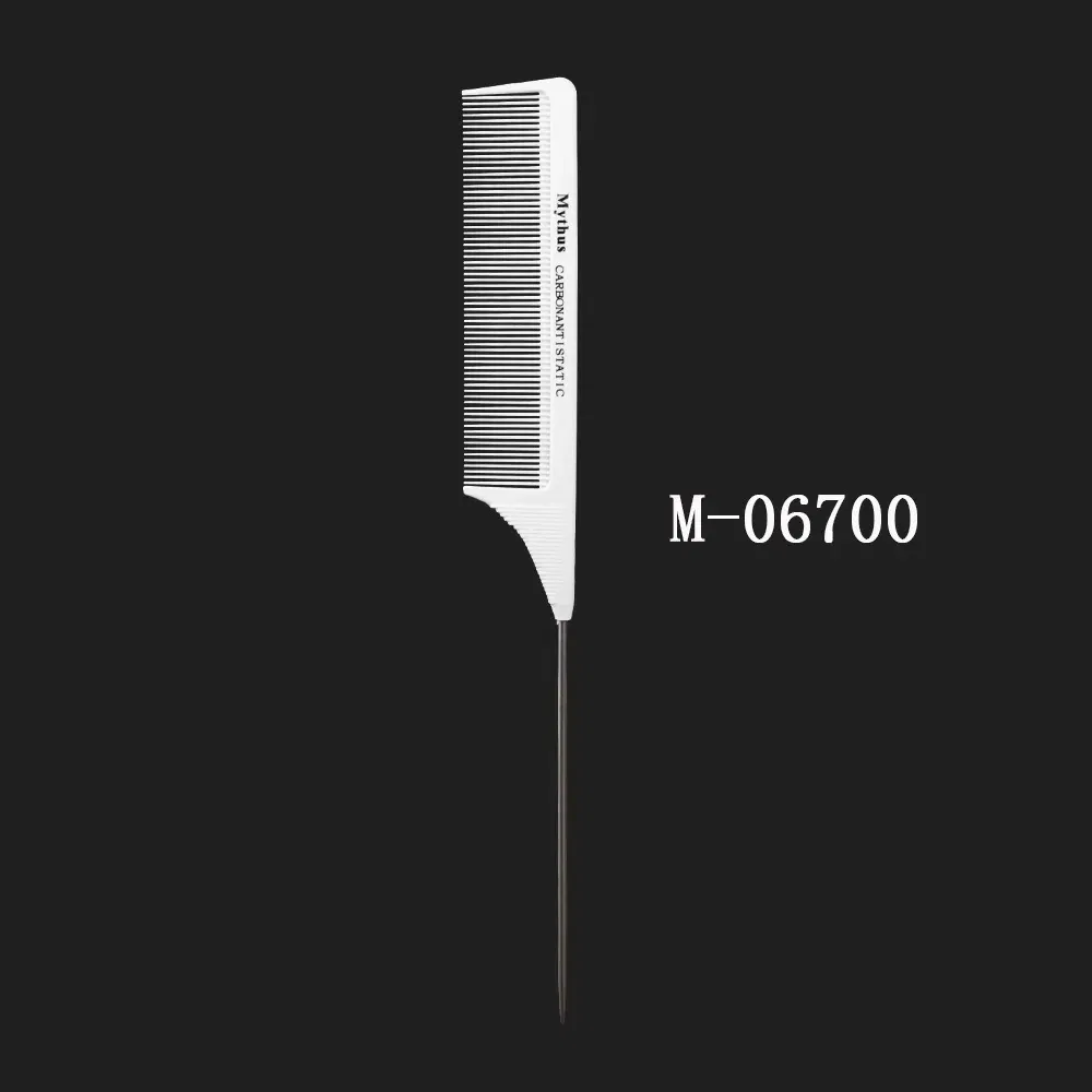 Color: GRAY - Mythus Hairdressing Carbon Comb For Haircut Barber Anti Static White Rat Tail Comb Beauty Professional Hair Styling Tools Comb