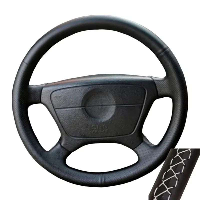 Color Name: light green - Perforated Microfiber Leather Braiding Car Steering Wheel Cover for Mercedes Benz C-Class W202 CL-Class C140 E-Class W210