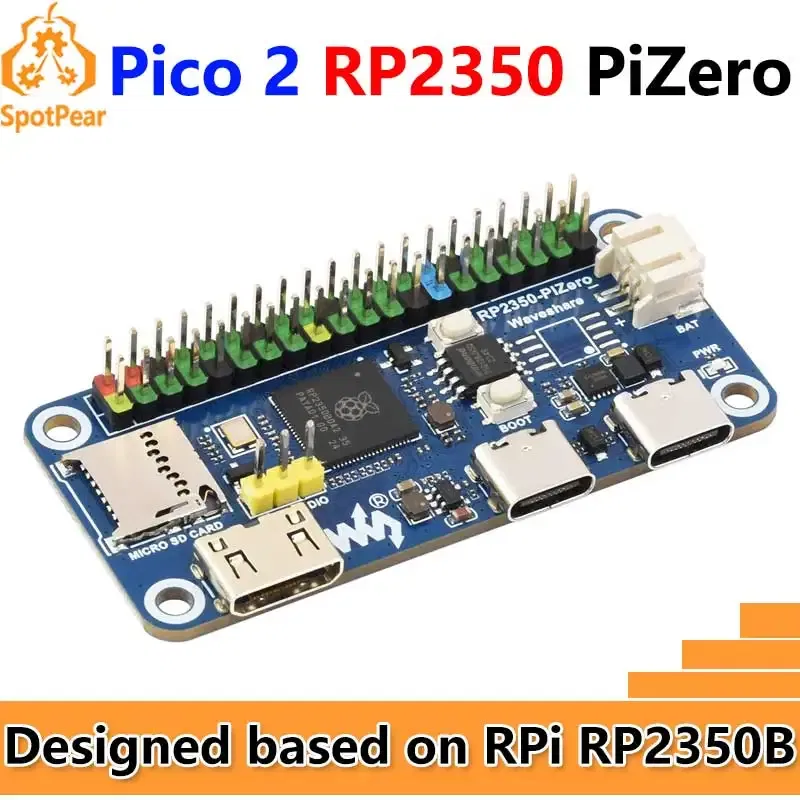 Color: Red - Waveshare RP2350-PiZero RP2040-PiZero Raspberry Pi Pico 2 RP2350B RP2350-PiZero Development Board PSRAM DVI For HDMI