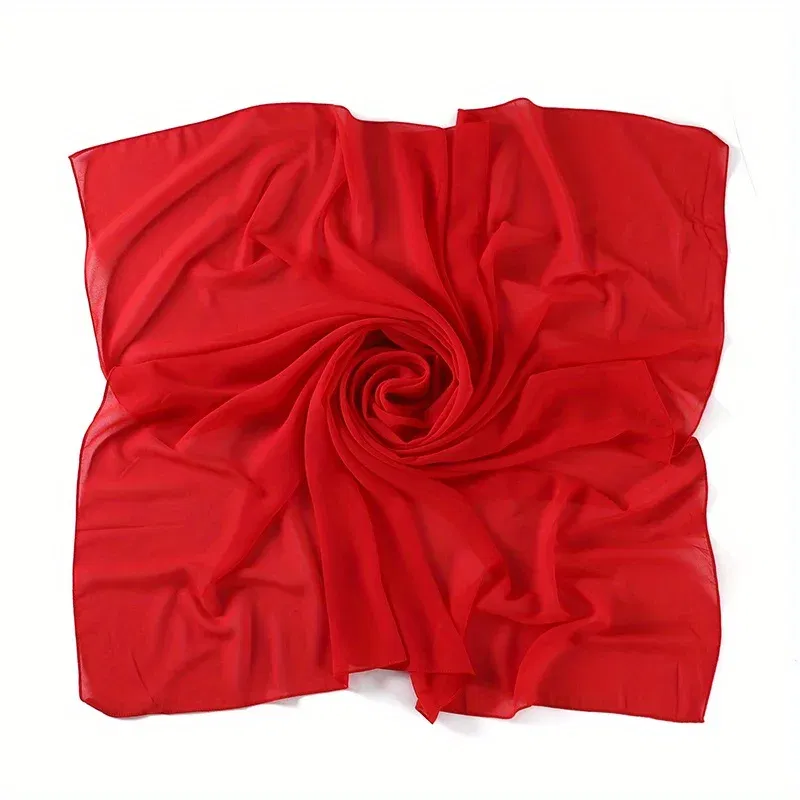 Color: Silver, Size: One Size - A Pure Color Silk Scarves Imitation Silk Stripes Fashion Shawl Sunscreen Scarves Chiffon Scarf 110 * 110 CM