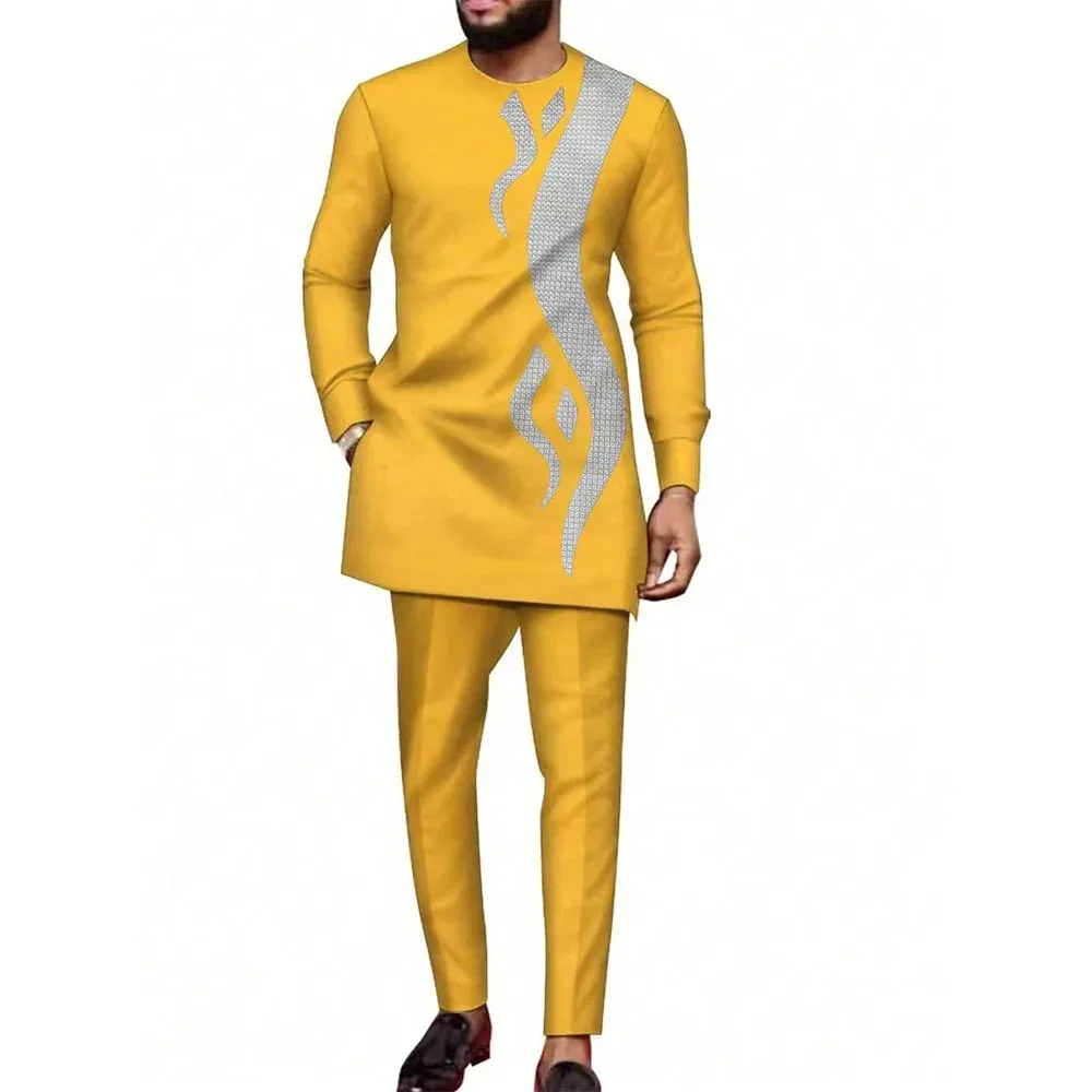 Color: black, Size: XXL - 2024 New African Traditional Men's Set Elegant and Fashionable Men's Suit Casual Embroidery Two Piece Set Men's Suit Kaftan