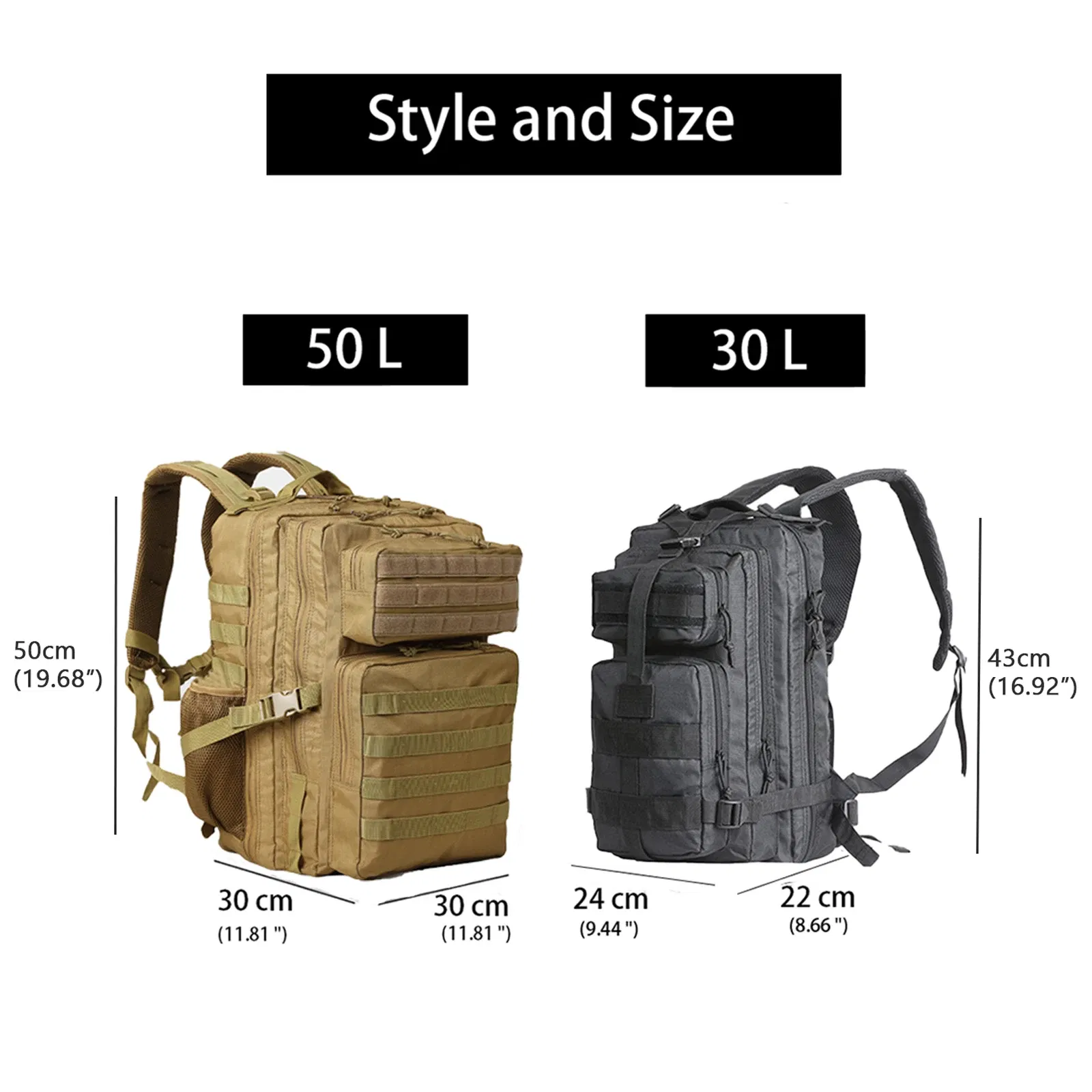 Color: Brown, Ships From: CHINA - Lawaia 30L/50L Men Rucksacks Sport Travel Climbing Bags Trekking Fishing Trekking Tactical Backpack