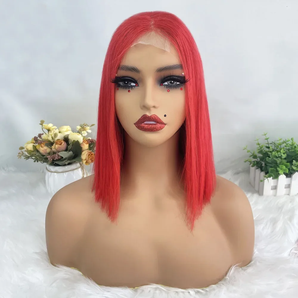 Hair Color: #31, Stretched Length: 10inches, Density: 100% - 250% Density Super Double Drawn Bob Wig Human Hair Gray Brazilian Straight 2x6 Glueless Lace Closure Wigs For Women Pre Plucked