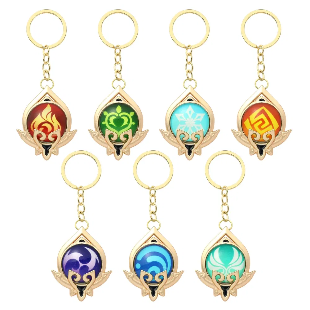Color: WHITE - Genshin Impact Keychain Anime Game Genshi Impact Vision Element God's Eye for Men Key Chain Kids Accessories Key Ring