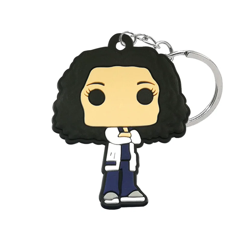 Color: black - 1PCS PVC Rubber Key Ring Classic Anime Figure Mold Doctor Shape Petty Mini Key Holder Accessories Charms Fit Kid Gift Trinkets