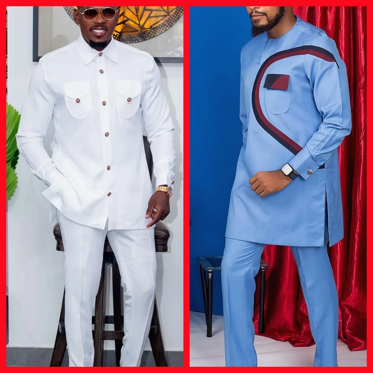 Color: Pink, Size: M - New Men's Tenos Wedding 2-Piece Suit Waist Pants Shirt Solid Color Panel Long Sleeve Party African Ethnic Style Clothing (M-4XL)