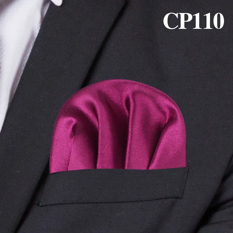Color: Yellow - Fashion Solid Silk Satin Handkerchief Candy Color Suits Pocket Square For Men Business Chest Towel Hanky Suit Napkin Hankies