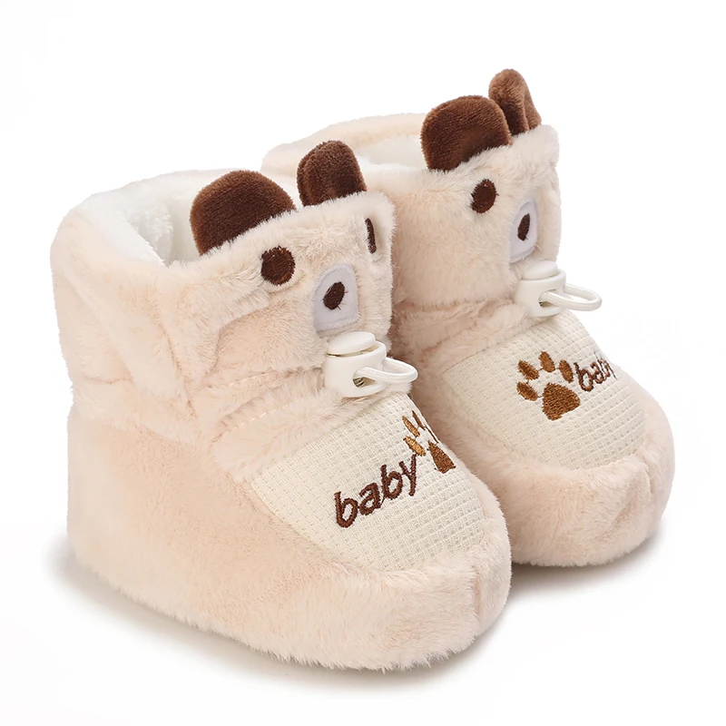 Color: Lavender, Baby Age: 0-6 Months - Winter New Cute Cartoon Baby Booties Boy Girl Boots Cotton Soft-Sole Non-Slip Warm Toddler First Walkers Infant Crib Shoes
