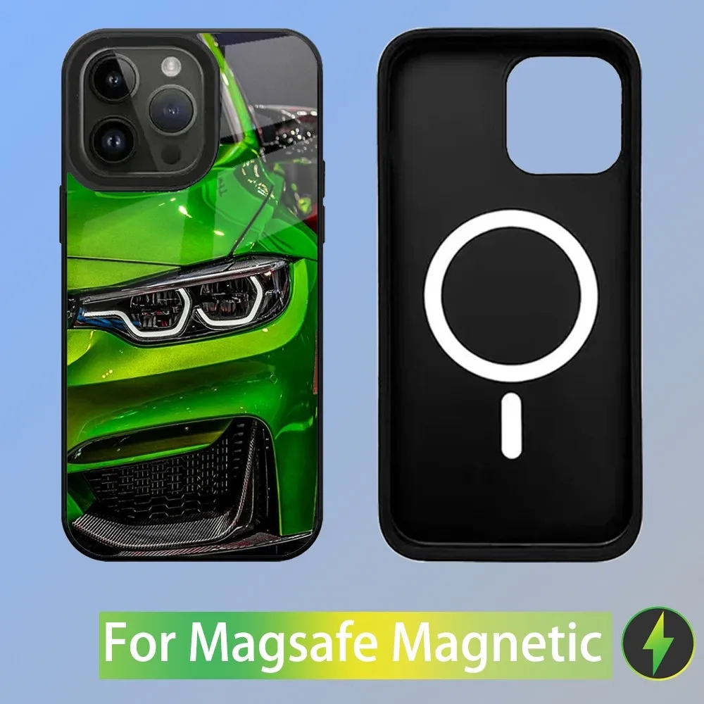 Color: black, Material: PC + TPU - Cool Sport Car B-BMW Phone Case For iPhone 16,15,14,13,12,11,Plus,Pro,Max Mini Magsafe Magnetic Wireless Charging