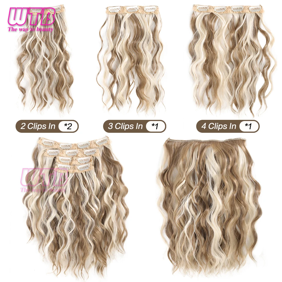 Color: #144 - Synthetic Heat Resistant Hair Extensions Multi Color Clip-in Body Wave 12inch 4 PCS Double Weft for Women Girl Daily Party Use
