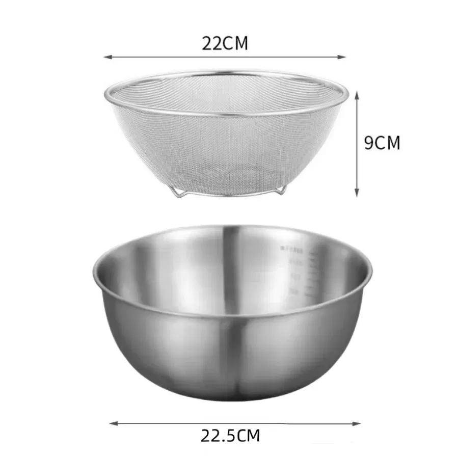 Color: Brown - 1-3 Stainless Steel Bowl Set with Scale for Cooking Baking Food Storage Large Capacity Mixing Bowls for Home Kitchen Essentials