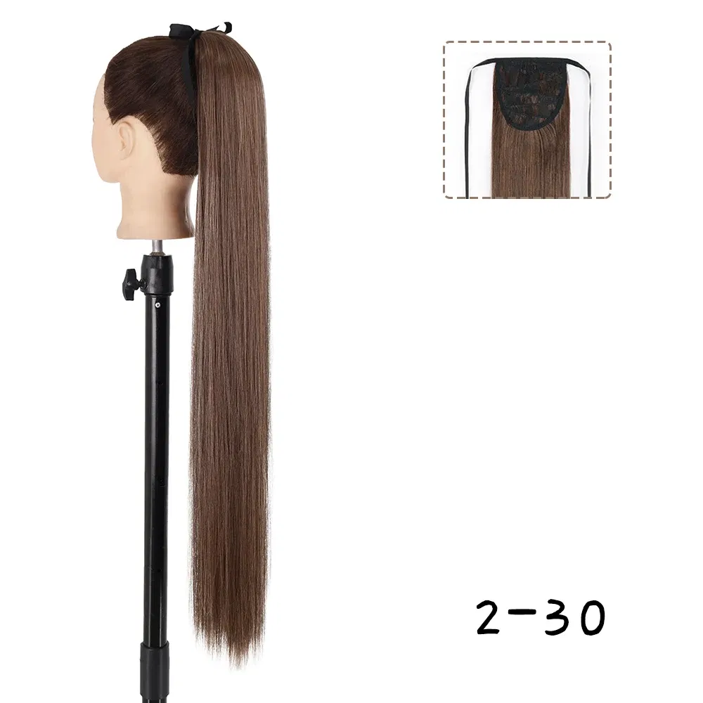 Color: T1B/27, Stretched Length: 22inches - AZQUEEN Straight Synthetic Hairpiece With Ponytail 85cm Super Long Wrap Around Clip In Hair Extensions Pony Tail For Daily Wear