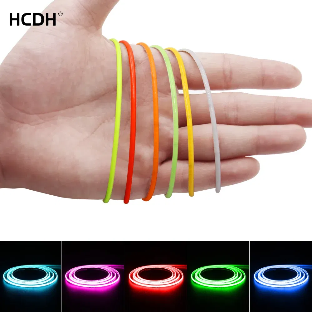 Emitting Color: Sky blue, Color: Yellow, Length: 0.5m - 2.7mm Ultra Slim COB LED Strip Lights 480LEDs/m Flexible Linear Light Tape Diode Ribbon Backlight Red Amber Purple Car Dimmable