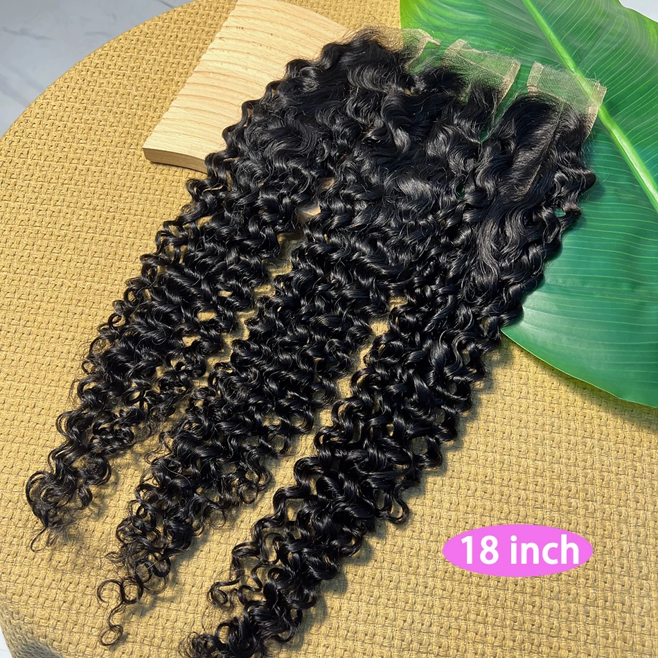 Stretched Length: 16inches - 2x6 HD Lace Closure Deep Curly 100% Human Hair Deep Parting Preplucked Bleached Knots Invisible Closure Natural Color For Women