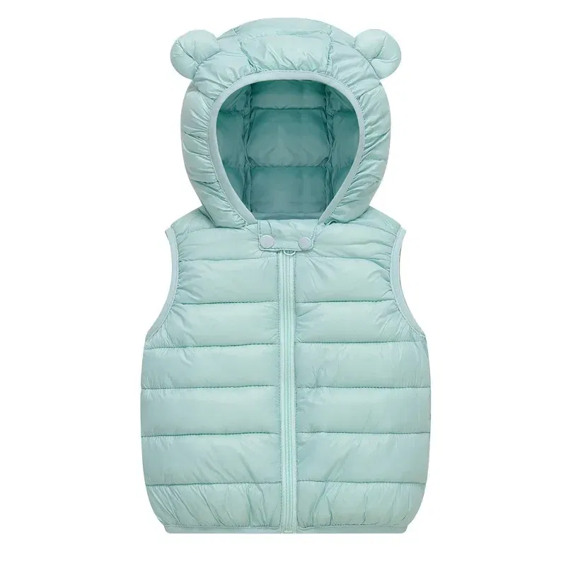 Color: Pink, Kid Size: 24M - Baby Boys Girl Warm Down Vest Toddler Cotton Waistcoat Children Autumn and Winter Clothes Kids Hooded Jackets 1-6 Years Old