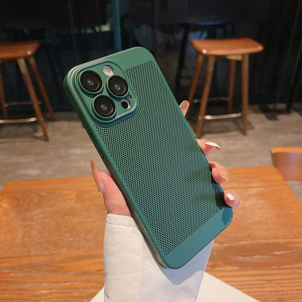 Color: Khaki, Compatible-Phone Models: For iPhone 14, Ships From: CHINA - Breathable Heat Dissipation Cooling Case For iPhone 16 Pro Max 15 14 13 12 11 PC Hard Back Cover