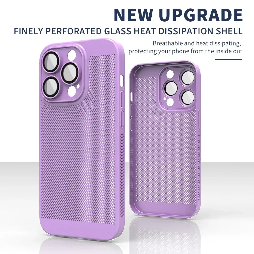 Color: Khaki, Compatible-Phone Models: For iPhone 14, Ships From: CHINA - Breathable Heat Dissipation Cooling Case For iPhone 16 Pro Max 15 14 13 12 11 PC Hard Back Cover