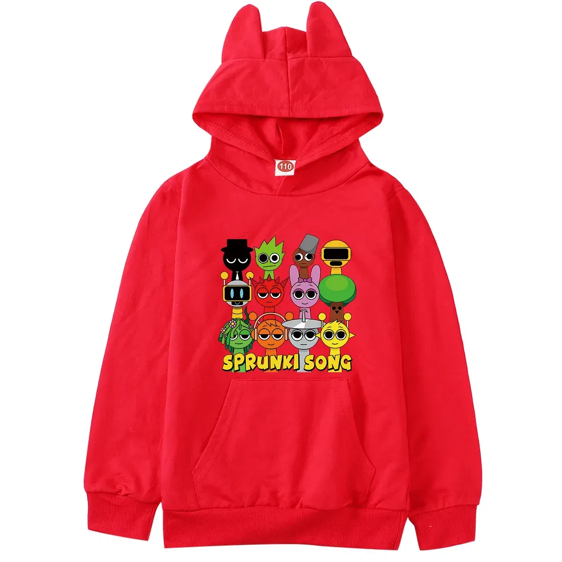 Color: army green, Kid Size: 5 - Sprunki Hoodie Kids Game Incredibox Clothes Baby Girls Cartoon Hooded Sweatshirt Teen Boys Spring Fall Sweater Children Clothing