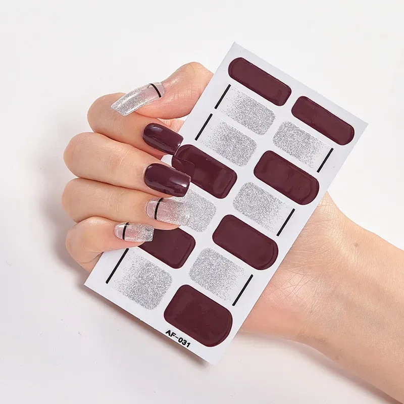 Color: Red - Designer Nail Decals Sticker For Nails Foil Nail Art Stickers 2020 Fashion Nail Minimalist Design Minimalist Design