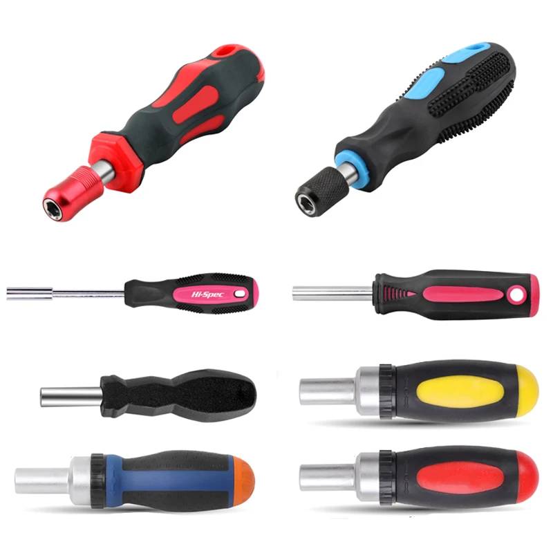 Color: Black - 1/4 (6.35mm) Ratchet Screwdriver Bit Holder Handle Multifunctional Magnetic Bit Driver for Slotted Hex Torx Phillips Bit