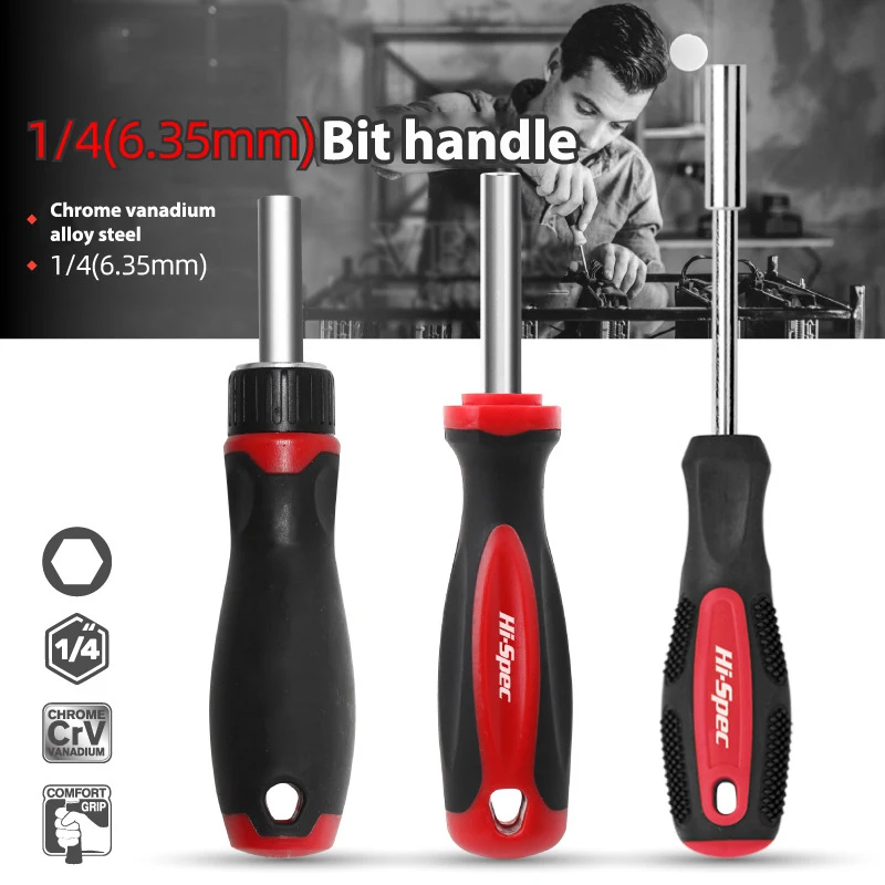 Color: Black - 1/4 (6.35mm) Ratchet Screwdriver Bit Holder Handle Multifunctional Magnetic Bit Driver for Slotted Hex Torx Phillips Bit