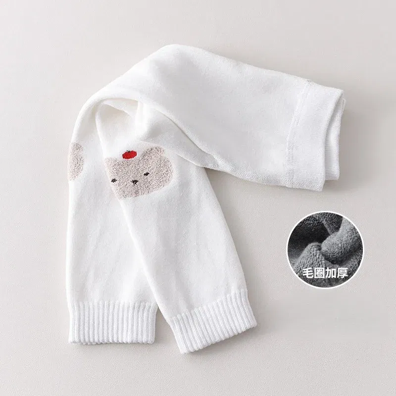 Color: Brown, Kid Size: 3M - Autumn Winter Thickened Baby Pantyhose A-class Girl Stocking Infant Toddler Knit Tights Cute Print High Waist Overall Legging