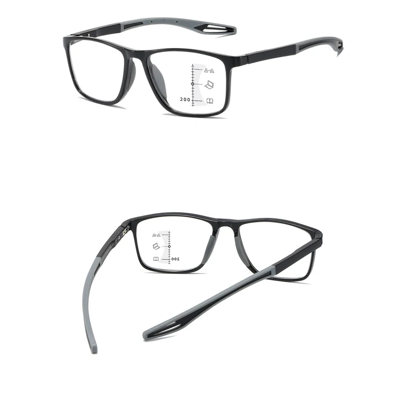 Frame Color: Red, Eye Prescription: +100 - Soft Multifocal Progressive Reading Glasses Anti Blue Light Multifocal Elderly Eyewears Men Women's Large Frame Eyeglasses