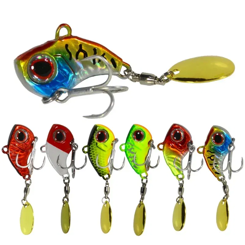 Color: Yellow, Size: 55mm, Ships From: CHINA - 1Pcs Rotating Metal VIB vibration Bait Spinner Spoon Fishing Lures 8g/16g/21g Jigs Trout Wobbler Fishing Hard Baits Tackle Pesca