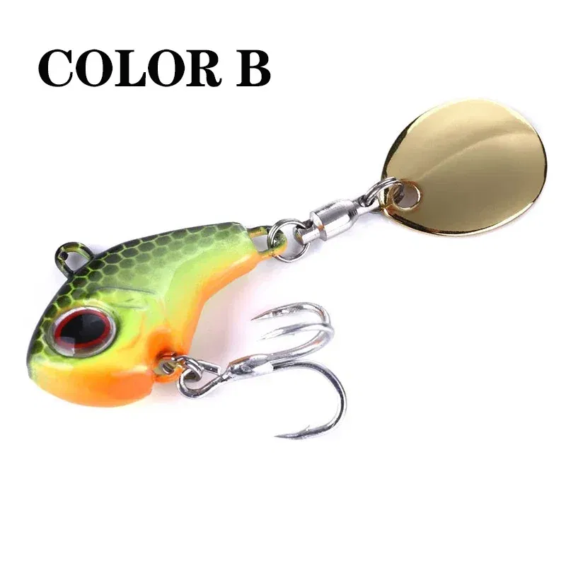 Color: Yellow, Size: 55mm, Ships From: CHINA - 1Pcs Rotating Metal VIB vibration Bait Spinner Spoon Fishing Lures 8g/16g/21g Jigs Trout Wobbler Fishing Hard Baits Tackle Pesca