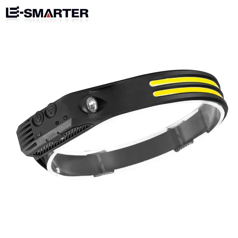 Emitting Color: Blue - Induction Headlamp COB LED Sensor Head Lamp Built-in Battery Flashlight USB Rechargeable Head Torch 5 Lighting Modes Headlight