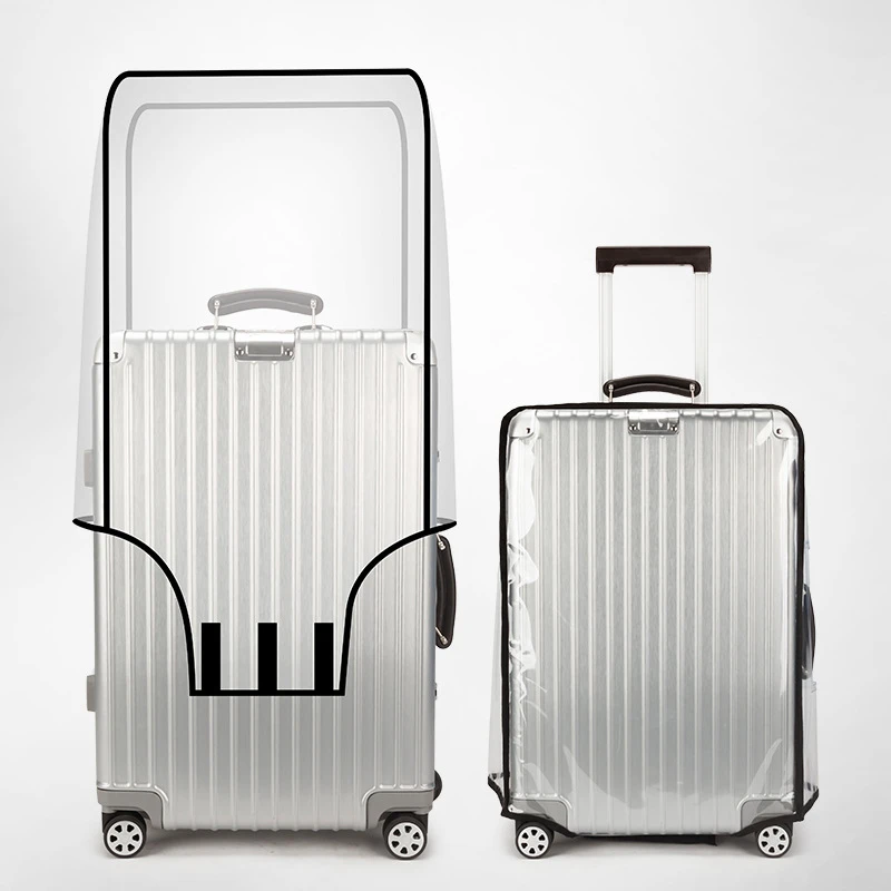 Color: Blue - New 20-30inch Luggage Cover Transparent Protector Waterproof Thickened Suitcase Cover PVC Rolling Cover for Traveling Suitcase