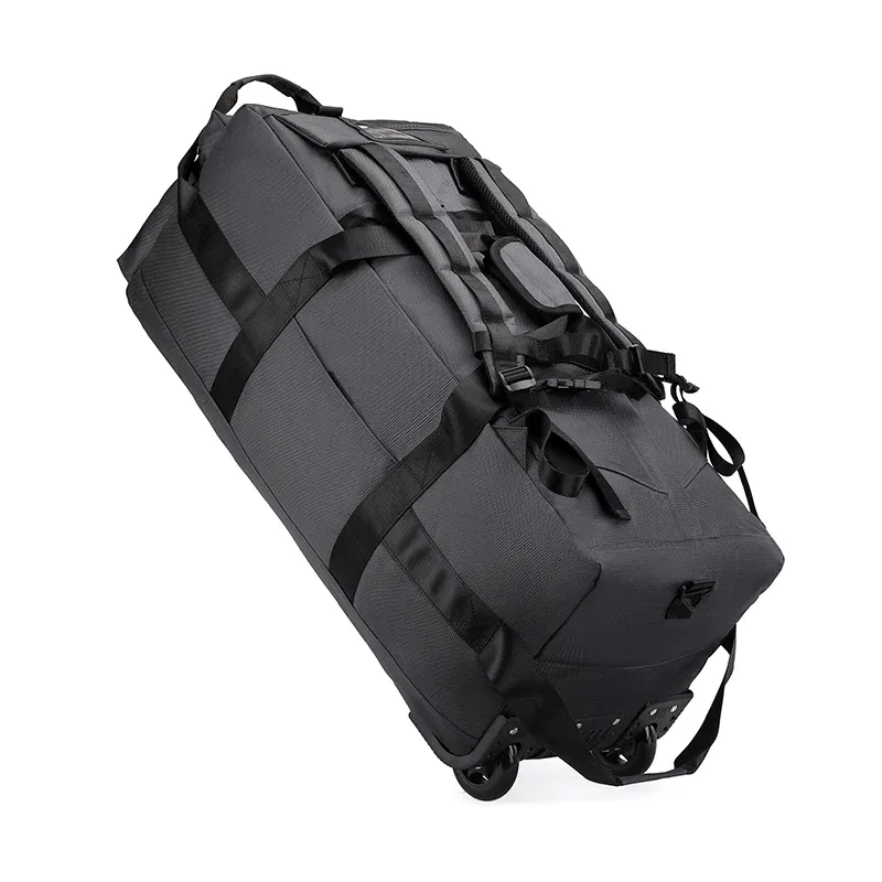 Color: GRAY - 80L Rolling Duffle Bag with Wheels 31" Heavy-Duty Foldable Travel Duffel Bag Water-Resistant Wheeled Luggage with Shoulder Strap