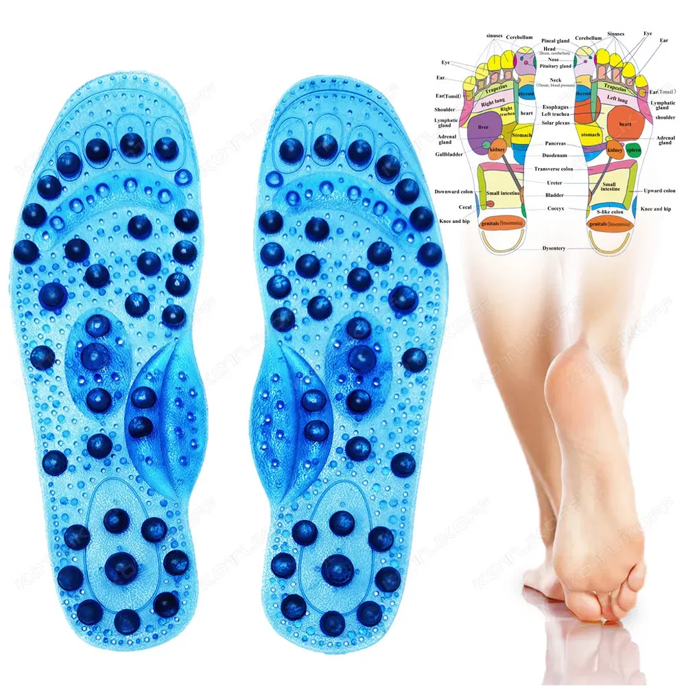 Color: GRAY, Shoe Size: 0 - Magnetic Therapy Massage Insoles For Shoes Foot Acupressure Enhanced Magnetic Insole Point Therapy Feet Body Detox Insert Pads
