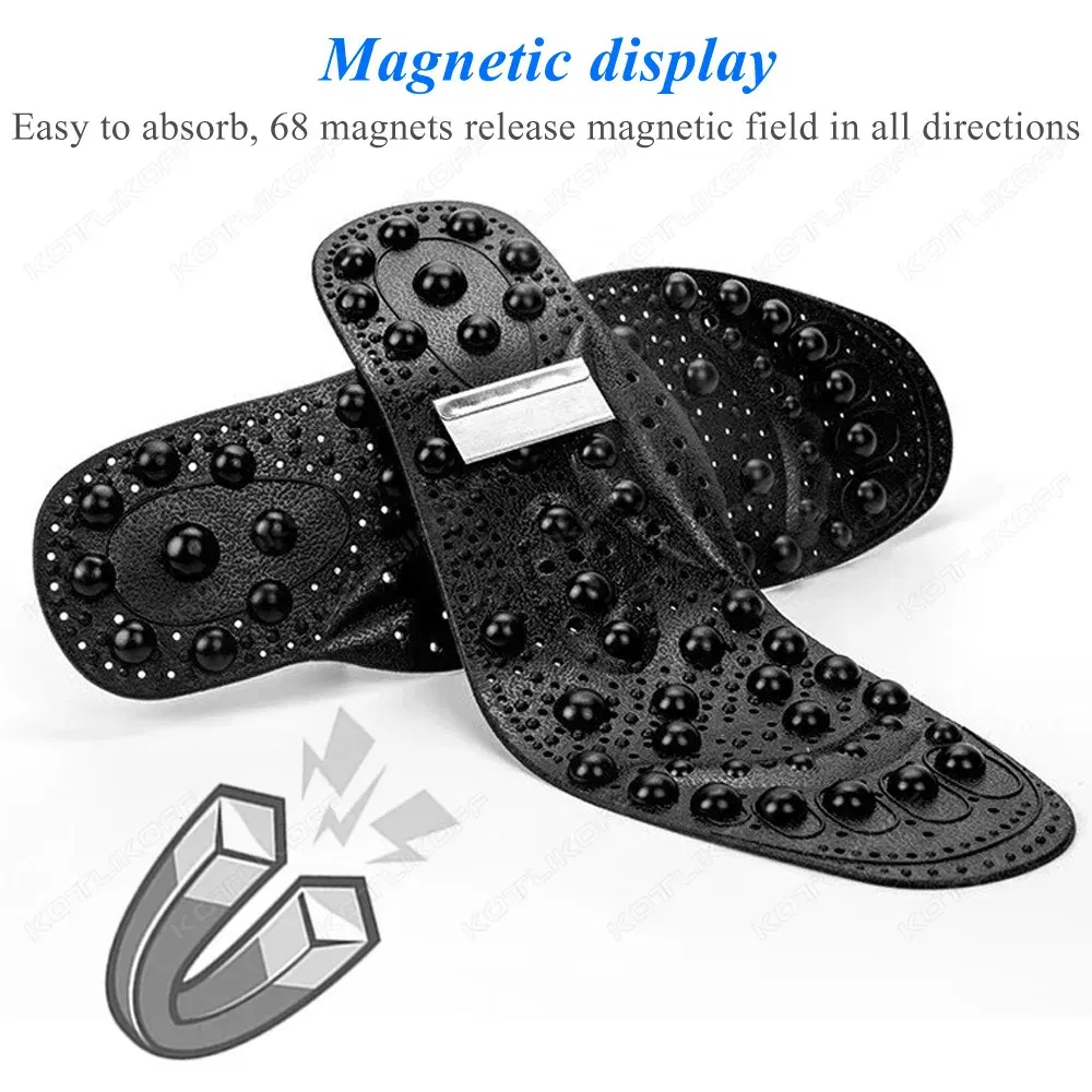 Color: GRAY, Shoe Size: 0 - Magnetic Therapy Massage Insoles For Shoes Foot Acupressure Enhanced Magnetic Insole Point Therapy Feet Body Detox Insert Pads