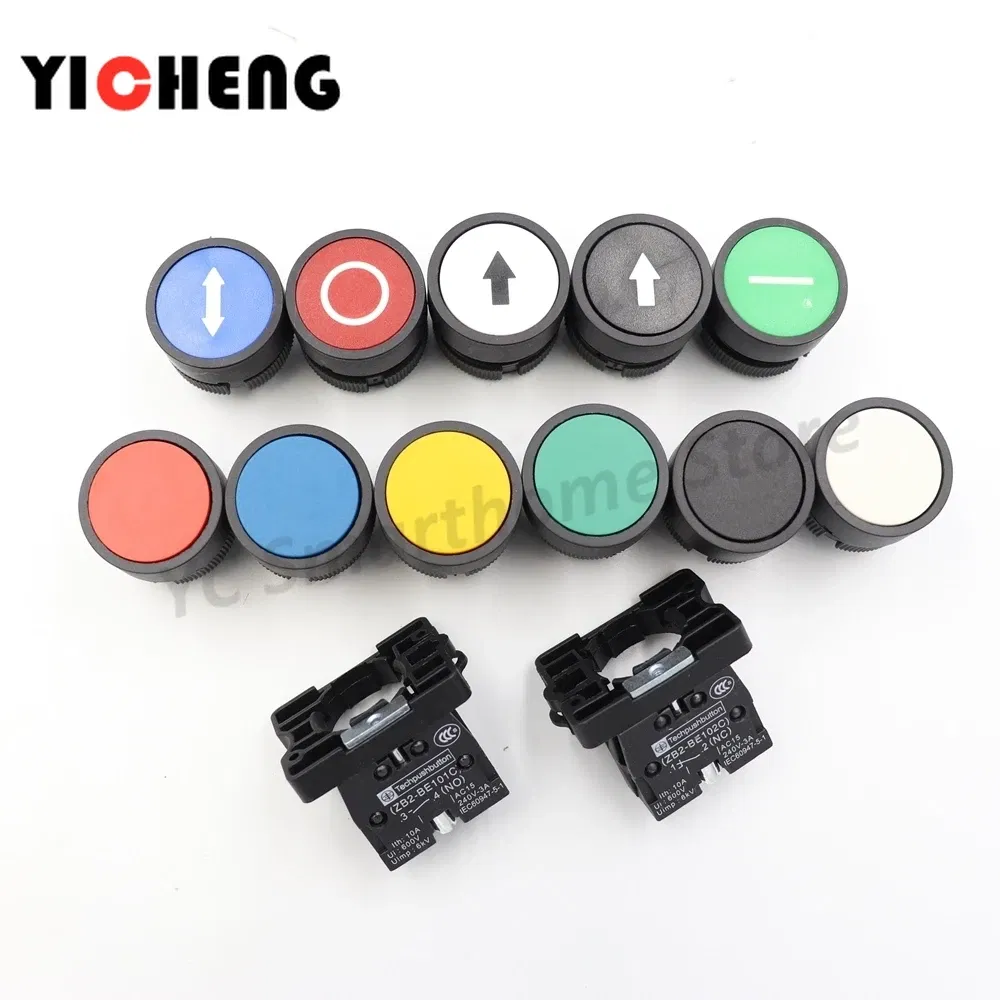 Color: Green - 2Pcs Plastic marking flat button Arrow indication xb2- self-reset point move 22MM Turn on the power button switch NO/NC