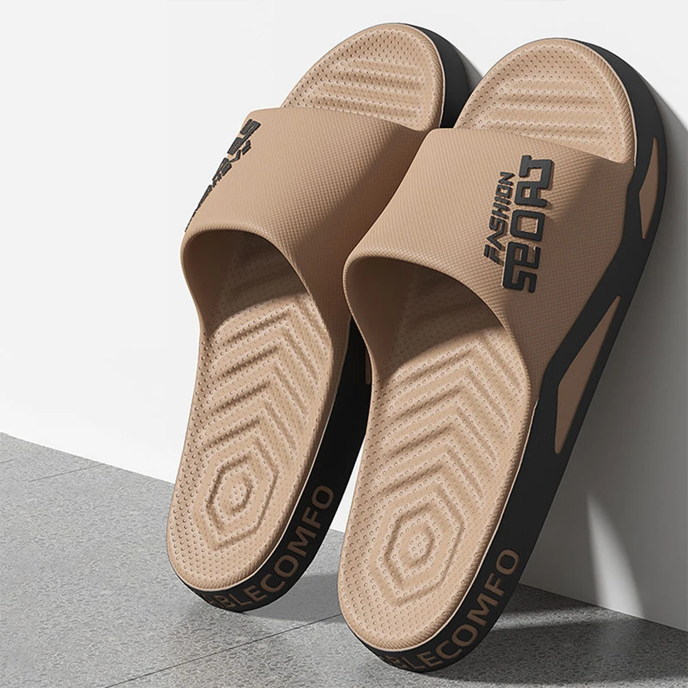 Color: SKY BLUE, Shoe Size: 44-45, Ships From: CHINA - BASATU Fashion Men's Slippers PVC Soft Sole Non-slip Slides Casual Outdoor Beach Flip Flops Home Bathroom Sandal Couples Slipper