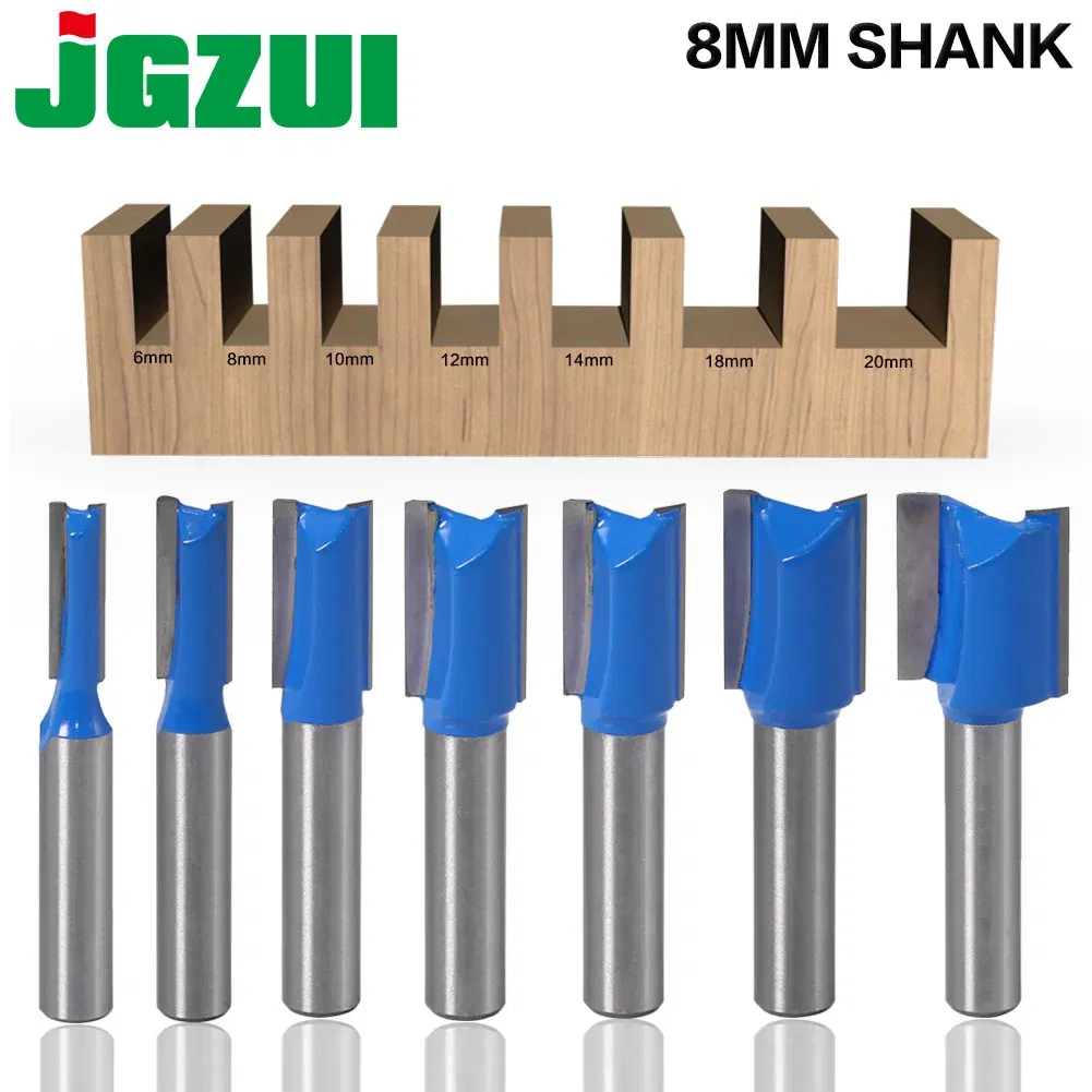 Cutting Edge Length: 29mm - 1PCS 8mm Shank Straight Woodworking Router Bit Set Carpenter Milling Cutter 6/8/10/12/14/18/20mm Cutting Diameter