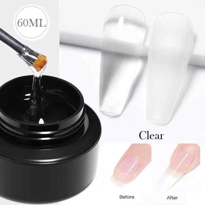 Color: Pink Bronze - BORN PRETTY 60/30ml Hard Jelly Extension Nail Gel Polish French Nails Nude Pink White Clear Fibre Glass Gum For Manicure Extend