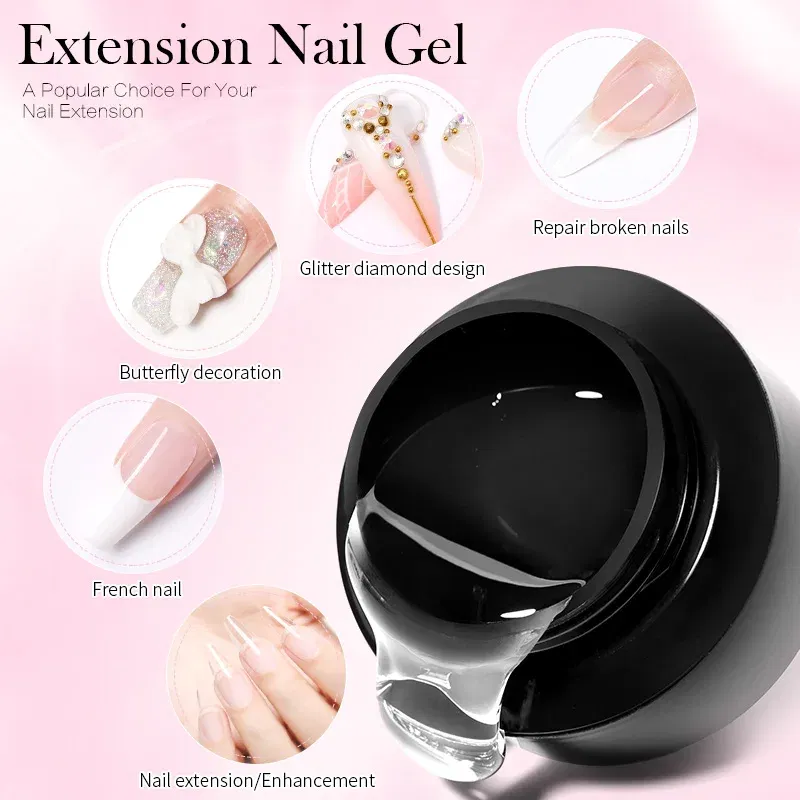 Color: Pink Bronze - BORN PRETTY 60/30ml Hard Jelly Extension Nail Gel Polish French Nails Nude Pink White Clear Fibre Glass Gum For Manicure Extend