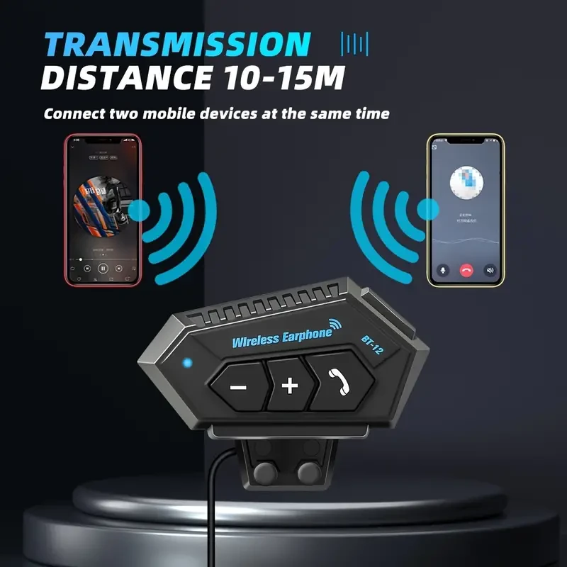Wireless Motorcycle Helmet Headset Hands-Free Call & Music Player