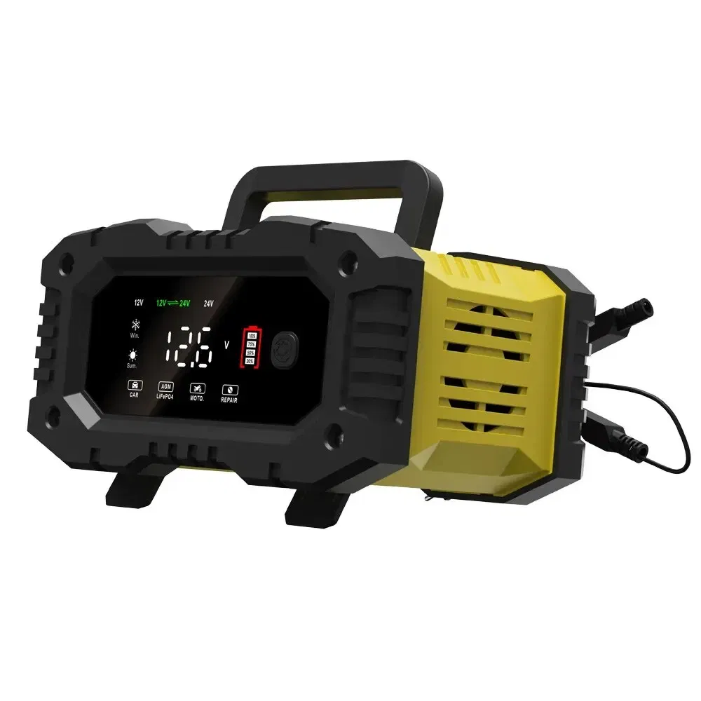 Color: Red - FOXSUR 20A/10A Car Motorcycle Battery Charger 12V/24V Smart Charger Lithium AGM GEL Lead-Acid LiFePO4 Battery Chargers