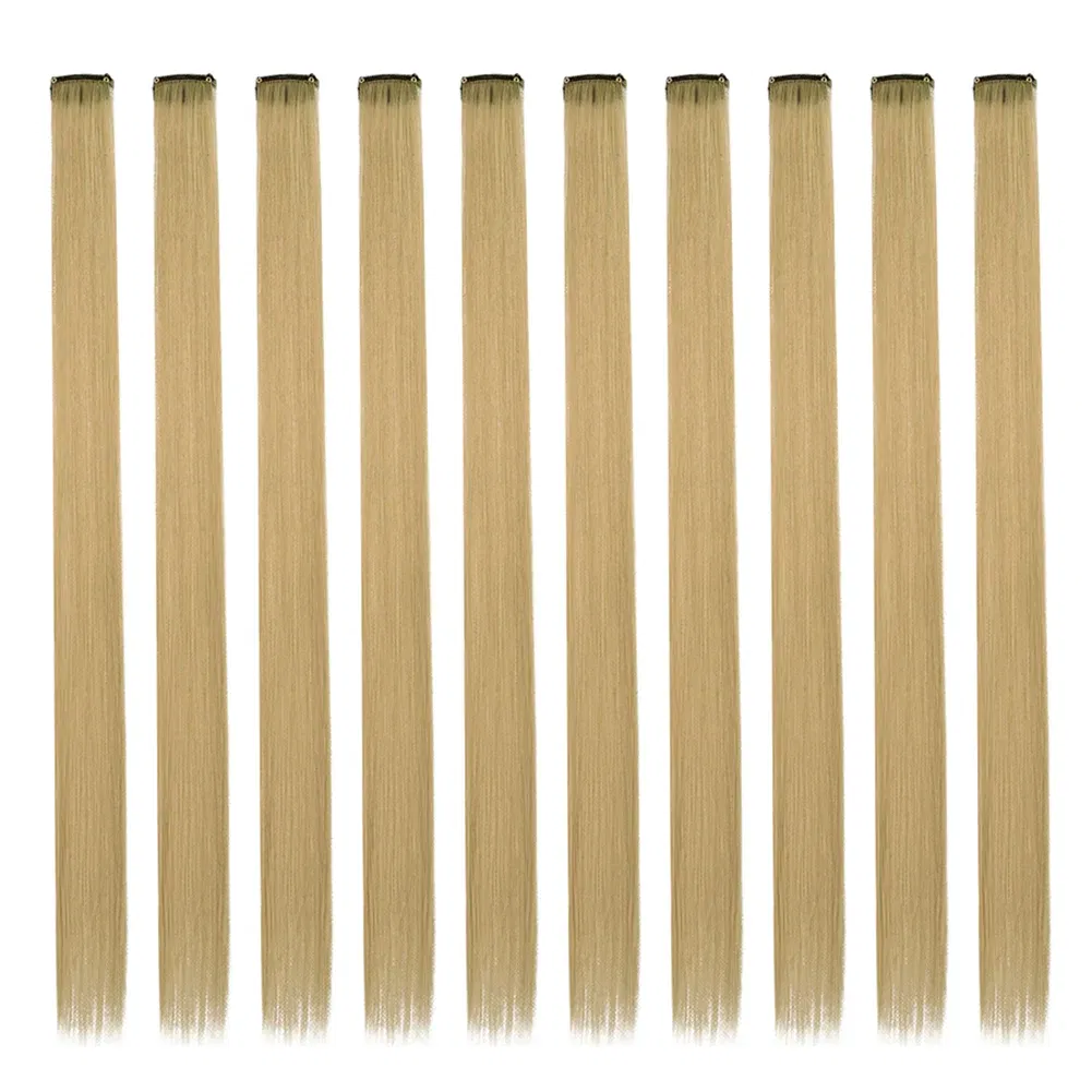 Color: OMBRE, Stretched Length: 22inches, Ships From: CHINA - Synthetic 10 Pcs Straight Hair Extensions Clip in Hairpieces 22 Inch Hightlight Colorful Hair for Women Party Cosplay Gifts