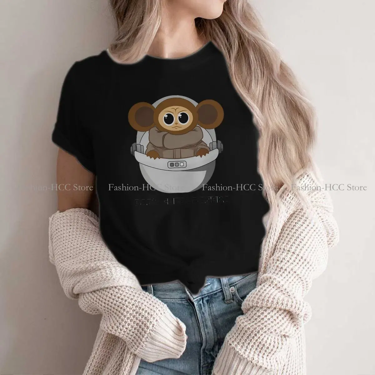 Color: black, Size: S - Baby Newest Polyester TShirts Cheburashka Che Burashka Gena Russian Cartoon Female Style Streetwear T Shirt O Neck