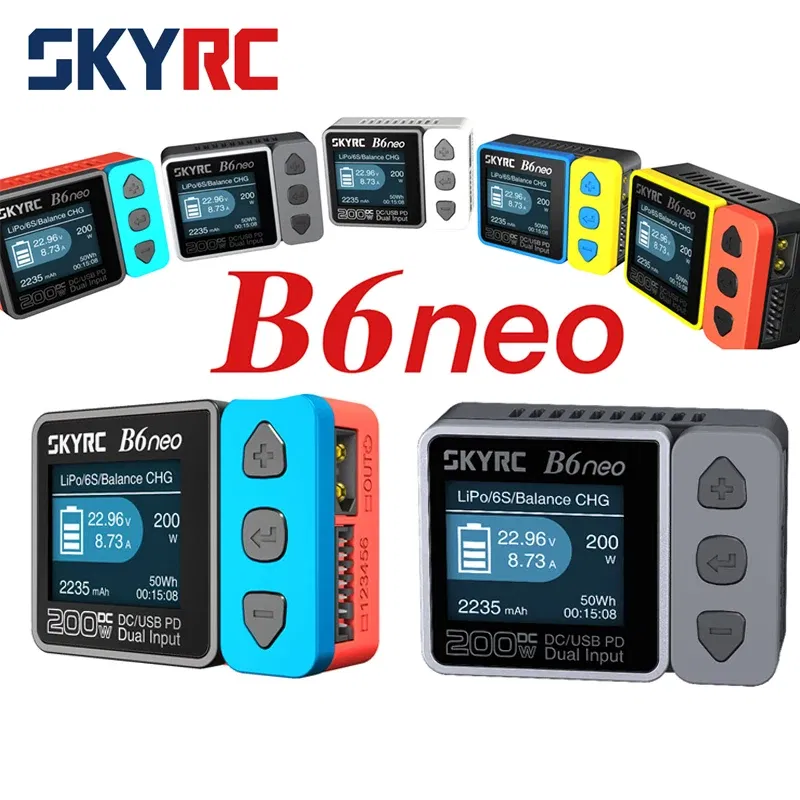 Color: Burgundy - 2023 NEW SkyRC B6 Neo Smart Charger DC 200W PD 80W LiPo Battery Balance Discharger SK-100198 B6 Neo