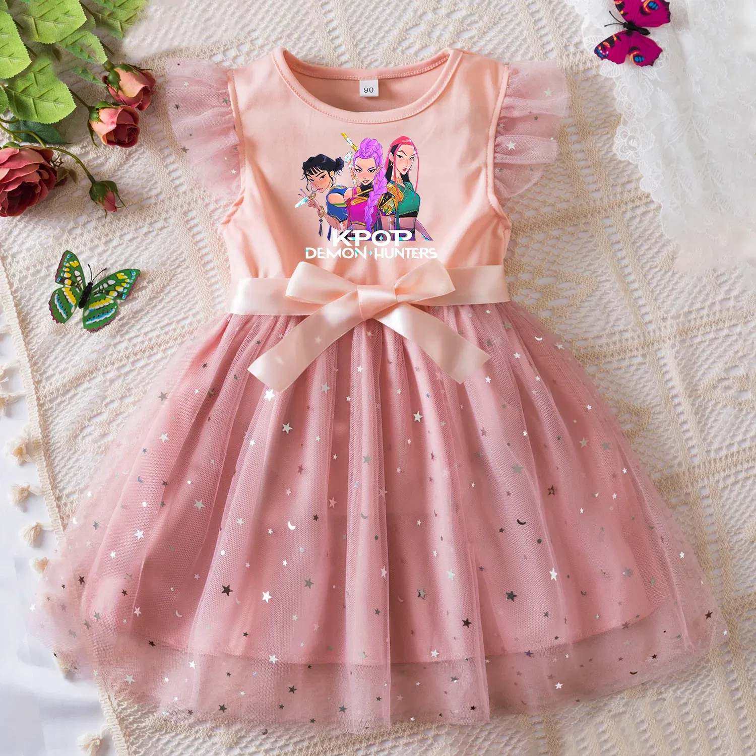 Color: SKY BLUE, Size: One Size, Height: 176 - KPop Demon Hunters Girls Dress Kids Party Halloween Carnival Birthday Party Clothes Princess Tutu Dresses Costume Children Gift